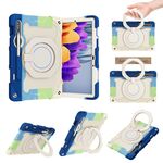 Custodia per tablet in silicone con supporto ad anello rotante portatile per Samsung Galaxy Tab S9 Armor (colorato blu)