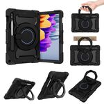 Custodia per tablet in silicone con supporto ad anello rotante portatile per Samsung Galaxy Tab S9 Armor (nero)