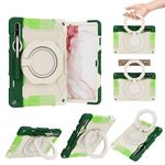 Custodia per tablet in silicone con supporto ad anello rotante portatile per Samsung Galaxy Tab S9+ Armor (verde colorato)