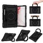 Custodia per tablet in silicone con supporto ad anello rotante portatile per Samsung Galaxy Tab S9+ Armor (nero)