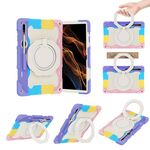 Custodia per tablet in silicone con supporto ad anello rotante portatile per Samsung Galaxy Tab S9 Ultra Armor (rosa colorato)