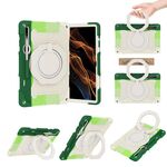 Custodia per tablet in silicone con supporto ad anello rotante portatile per Samsung Galaxy Tab S9 Ultra Armor (verde colorato)