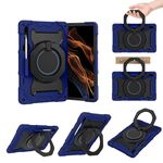 Custodia per tablet in silicone con supporto ad anello rotante portatile per Samsung Galaxy Tab S9 Ultra Armor (blu navy)