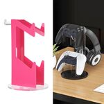 Per PS4 / PS5 YX029 Supporto per display da tavolo per gamepad per cuffie (rosa + trasparente)