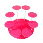 YX034 Espositore per torta in cartone animato con ripiano per cupcake in acrilico (rosa)