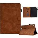 Custodia per tablet in pelle Smart Flip con sorriso in rilievo per Samsung Galaxy Tab A9 (marrone)