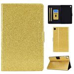 Custodia per tablet in pelle con polvere glitterata per Samsung Galaxy Tab A9 (oro)