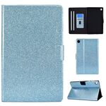 Per Samsung Galaxy Tab A9 Custodia tablet in pelle con polvere glitterata (blu)