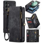 Per Samsung Galaxy S23 FE CaseMe 008 Custodia in pelle multifunzionale con cerniera per telefono a portafoglio (nera)