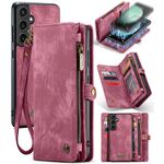 Per Samsung Galaxy S23 FE CaseMe 008 Custodia in pelle multifunzionale con cerniera per telefono a portafoglio (rossa)