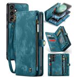 Per Samsung Galaxy S23 FE CaseMe 008 Custodia in pelle multifunzionale con cerniera per telefono a portafoglio (blu)