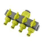 Rubinetto filettato UE per irrigazione del prato da giardino Deviatore con valvola a un ingresso e quattro uscite (verde e grigio)