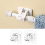 Staffa di supporto per ganci per asta telescopica per tende senza perforazione, lunghezza: gancio trasparente, 2 pezzi/set