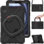 Custodia per tablet PC ibrida in silicone per Samsung Galaxy Tab A9 con supporto e tracolla (nera)