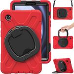 Custodia ibrida in silicone per tablet PC Samsung Galaxy Tab A9 con supporto e tracolla (rossa)