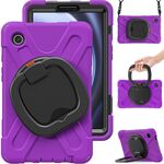 Custodia per tablet PC ibrida in silicone per Samsung Galaxy Tab A9 con supporto e tracolla (viola)