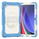 Per Samsung Galaxy Tab A9+ Custodia in silicone + tablet PC con tracolla (blu ciano)