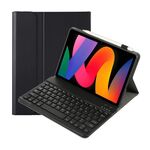 Per Xiaomi Redmi Pad SE 11 pollici A0N9 Pelle di agnello Texture Custodia in pelle ultrasottile staccabile con tastiera Bluetooth (Nero)