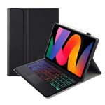 Per Xiaomi Redmi Pad SE 11 pollici A0N9-AS Pelle di agnello Texture Custodia in pelle ultrasottile staccabile con tastiera Bluetooth retroilluminata con touchpad (Nero)