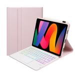 Per Xiaomi Redmi Pad SE 11 pollici A0N9-AS Pelle di agnello Texture Custodia in pelle ultrasottile staccabile con tastiera Bluetooth retroilluminata con touchpad (Rosa)