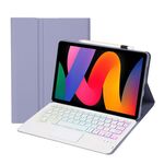 Per Xiaomi Redmi Pad SE 11 pollici A0N9-AS Pelle di agnello Texture Custodia in pelle ultrasottile staccabile con tastiera Bluetooth retroilluminata con touchpad (Viola)