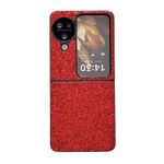 Custodia per telefono antiurto satinata con glitter Flip OPPO Find N3 (rossa)