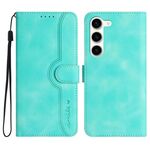 Per Samsung Galaxy S23 5G Custodia per cellulare in pelle con motivo a cuore (azzurro)