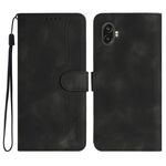 Per Samsung Galaxy Xcover6 Pro Custodia per telefono in pelle con motivo a cuore (nero)