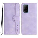 Custodia per cellulare in pelle con motivo a cuore per OPPO A94 5G/F19 Pro/F19 Pro+/A94 4G (viola)