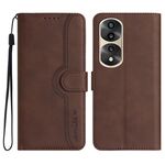 Per Honor 70 Pro/70 Pro+ Custodia per cellulare in pelle con motivo a cuore (marrone)