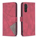 Per Samsung Galaxy A24 4G Custodia in pelle con struttura a rombo con fibbia magnetica (rosso)