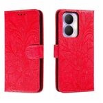 For Honor Play 40 Plus Custodia per cellulare in pelle goffrata con fiore in pizzo (rosso)