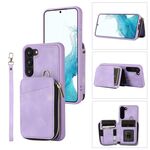 Per Samsung Galaxy S23 5G Zipper Card Bag Cover posteriore Custodia per telefono (viola)