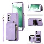 Per Samsung Galaxy S21 FE 5G Zipper Card Bag Cover posteriore Custodia per telefono (viola)