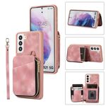 Per Samsung Galaxy S21+ 5G Zipper Card Bag Cover posteriore Custodia per telefono (rosa)