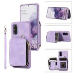 Per Samsung Galaxy S20+ Zipper Card Bag Cover posteriore Custodia per telefono (viola)