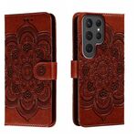 Per Samsung Galaxy S23 Ultra 5G Sun Mandala Embossing Pattern Custodia in pelle per telefono (marrone)