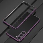 Per Samsung Galaxy S23 5G Aurora Series Lens Protector + custodia per telefono con struttura in metallo (nero viola)