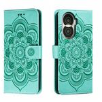 Custodia in pelle per telefono con motivo in rilievo Sun Mandala per Honor X40i (verde)