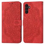 Per Samsung Galaxy A24 4G Custodia per cellulare in pelle goffrata mandala (rossa)