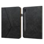 Per Samsung Galaxy Tab S7/S8/S9/S9 FE Custodia per tablet in pelle goffrata a righe in tinta unita (nera)