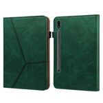 Per Samsung Galaxy Tab S7/S8/S9/S9 FE Custodia per tablet in pelle goffrata a righe in tinta unita (verde)
