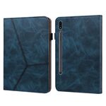Per Samsung Galaxy Tab S7/S8/S9/S9 FE Custodia per tablet in pelle goffrata a righe in tinta unita (blu)