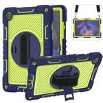 Custodia per tablet in silicone a contrasto per PC con rotazione a 360 gradi per Samsung Galaxy Tab A9+ (blu navy + giallo verde)