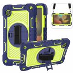Custodia per tablet in silicone a contrasto per PC con rotazione a 360 gradi per Samsung Galaxy Tab A9 (blu navy + giallo verde)