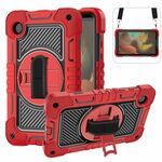 Per Samsung Galaxy Tab A9 Custodia per tablet in silicone con rotazione a 360 gradi per PC (rosso + nero)