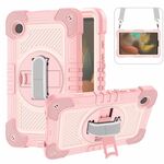 Custodia per tablet in silicone a contrasto per PC con rotazione a 360 gradi per Samsung Galaxy Tab A9 (oro rosa)