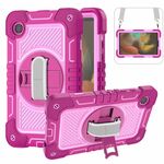 Custodia per tablet in silicone a contrasto per PC con rotazione a 360 gradi per Samsung Galaxy Tab A9 (rosa rossa + rosa)