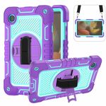 Custodia per tablet in silicone a contrasto per PC con rotazione a 360 gradi per Samsung Galaxy Tab A9 (viola + verde menta)