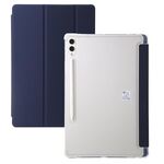 Custodia per tablet in pelle acrilica trasparente 3 volte per Samsung Galaxy Tab S9 (blu scuro)
